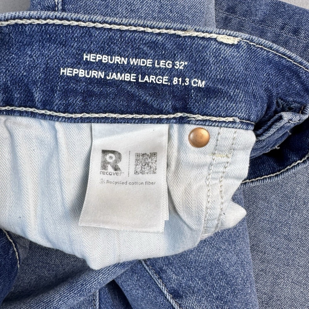 DL1961 Womens Wide Leg Raw Hem Jeans Blue Medium Wash High Rise Size 31 Culottes - Picture 9 of 10